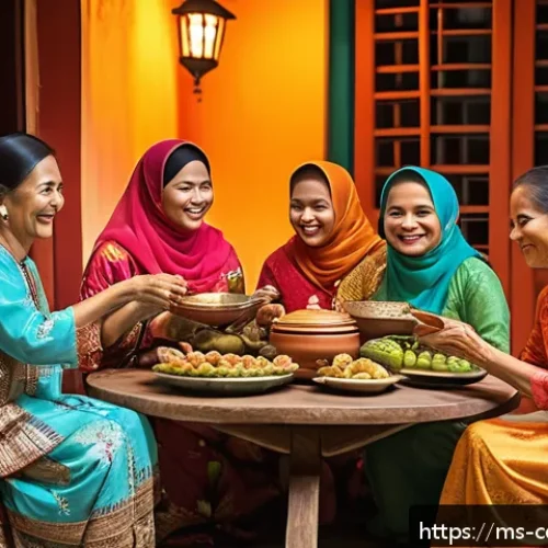 브랜드 이미지와 감정 경제학 - A warm and inviting scene of a Malaysian family celebrating Hari Raya together in a traditional kamp...