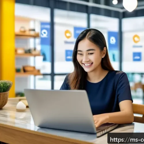 소비자의 감정적 리스크 인식 - A detailed digital marketplace scene showing a Malaysian woman in her 30s shopping online using a la...